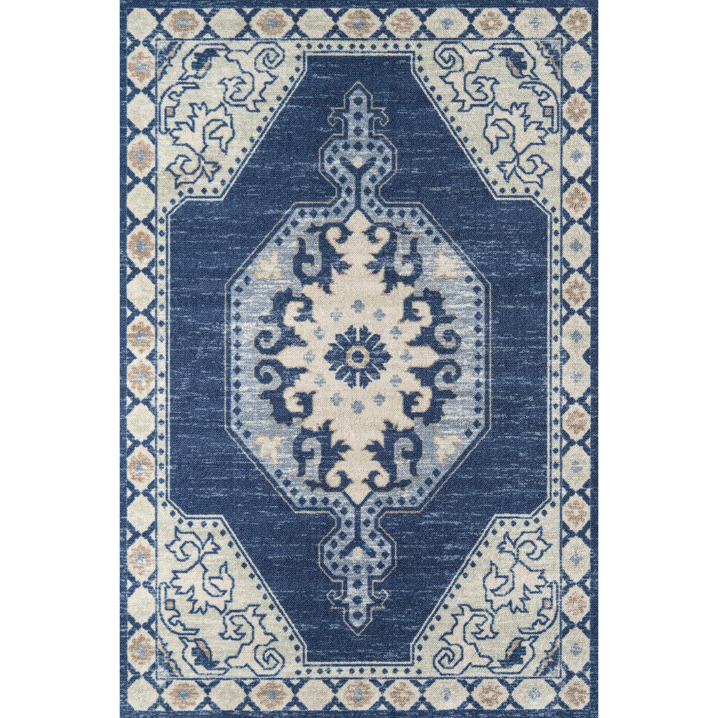 Momeni Anatolia ANA-3 Navy Indoor Rectangle Area Rug - Exquisite Machine Made Rug with Traditional Design Made of High Quality Wool &amp; Nylon