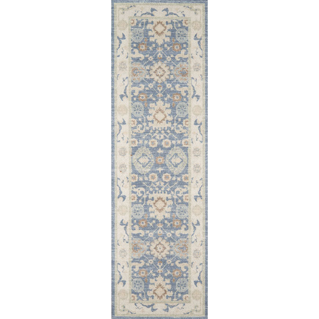 Momeni Anatolia ANA-7 Light Blue Indoor Rectangle Runner - Comfortable Machine Made Rug with Traditional Floral Design Made of High Quality Wool &amp; Nylon