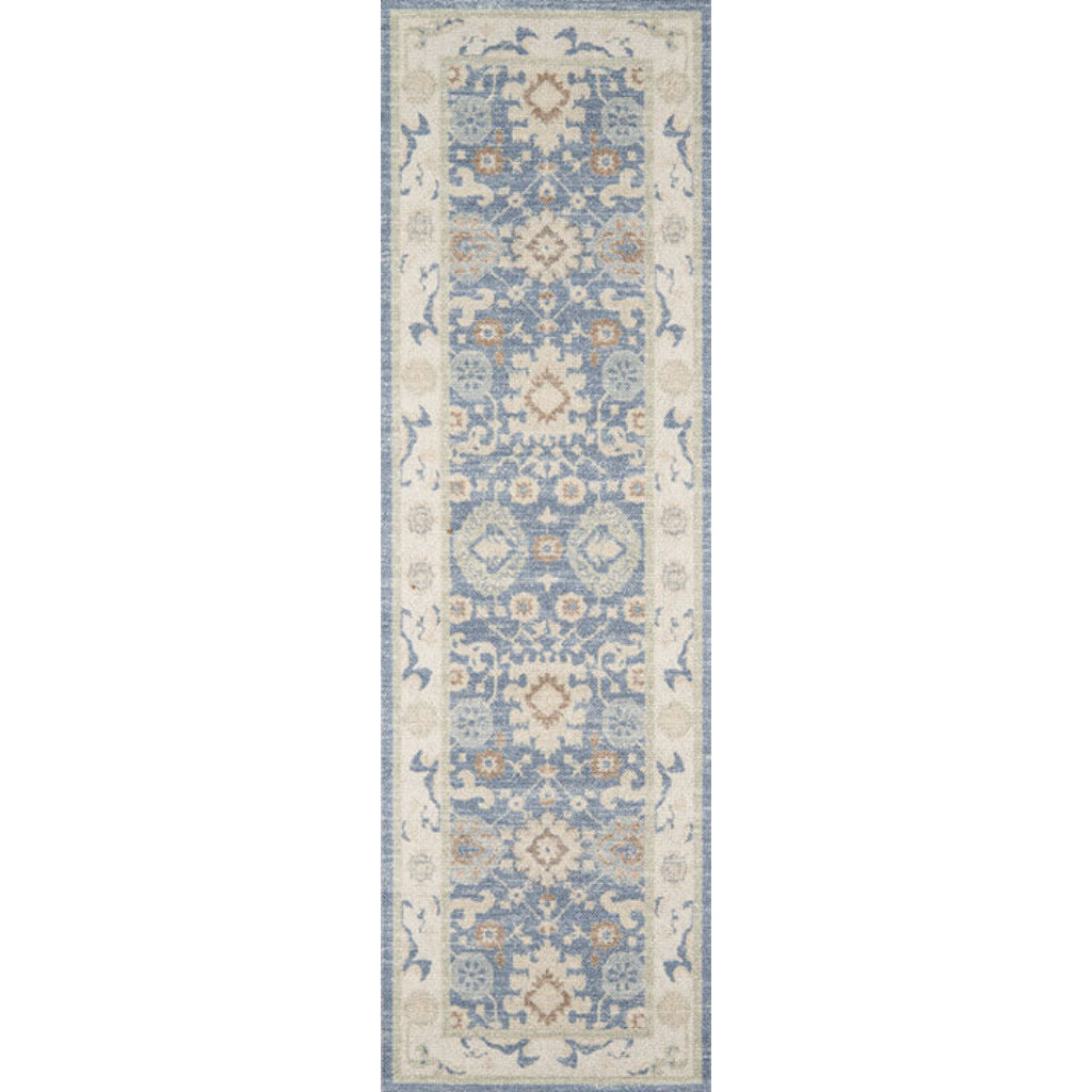 Momeni Anatolia ANA-7 Light Blue Indoor Rectangle Runner - Comfortable Machine Made Rug with Traditional Floral Design Made of High Quality Wool & Nylon-