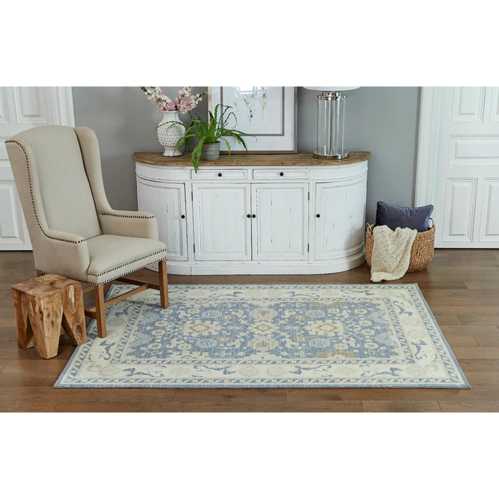 Momeni Anatolia ANA-7 Light Blue Indoor Rectangle Area Rug - Comfortable Machine Made Rug with Traditional Floral Design Made of High Quality Wool &amp; Nylon