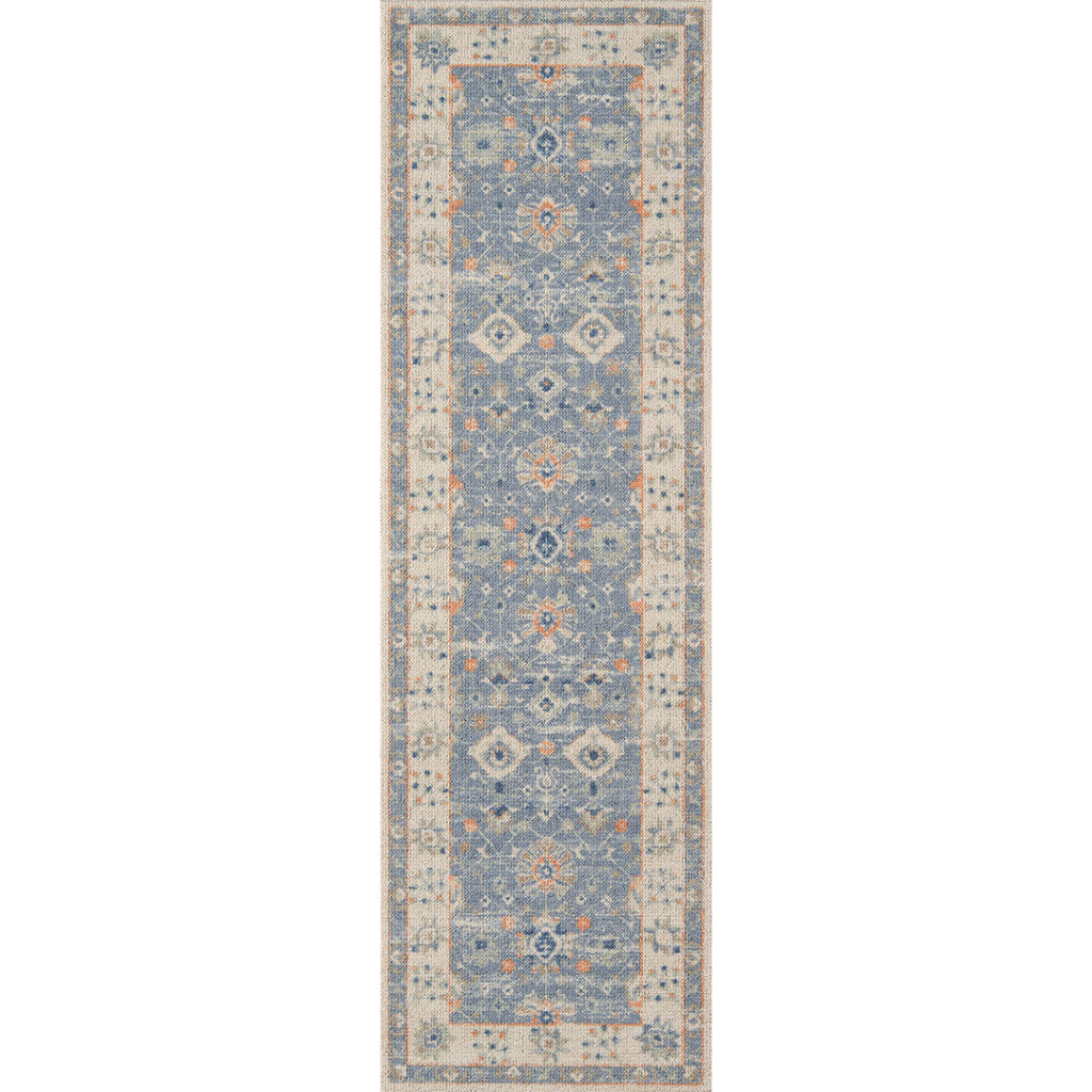 Momeni Anatolia ANA-8 Blue Indoor Rectangle Runner - Cozy Machine Made Rug with Traditional Floral Design Made of High Quality Wool &amp; Nylon