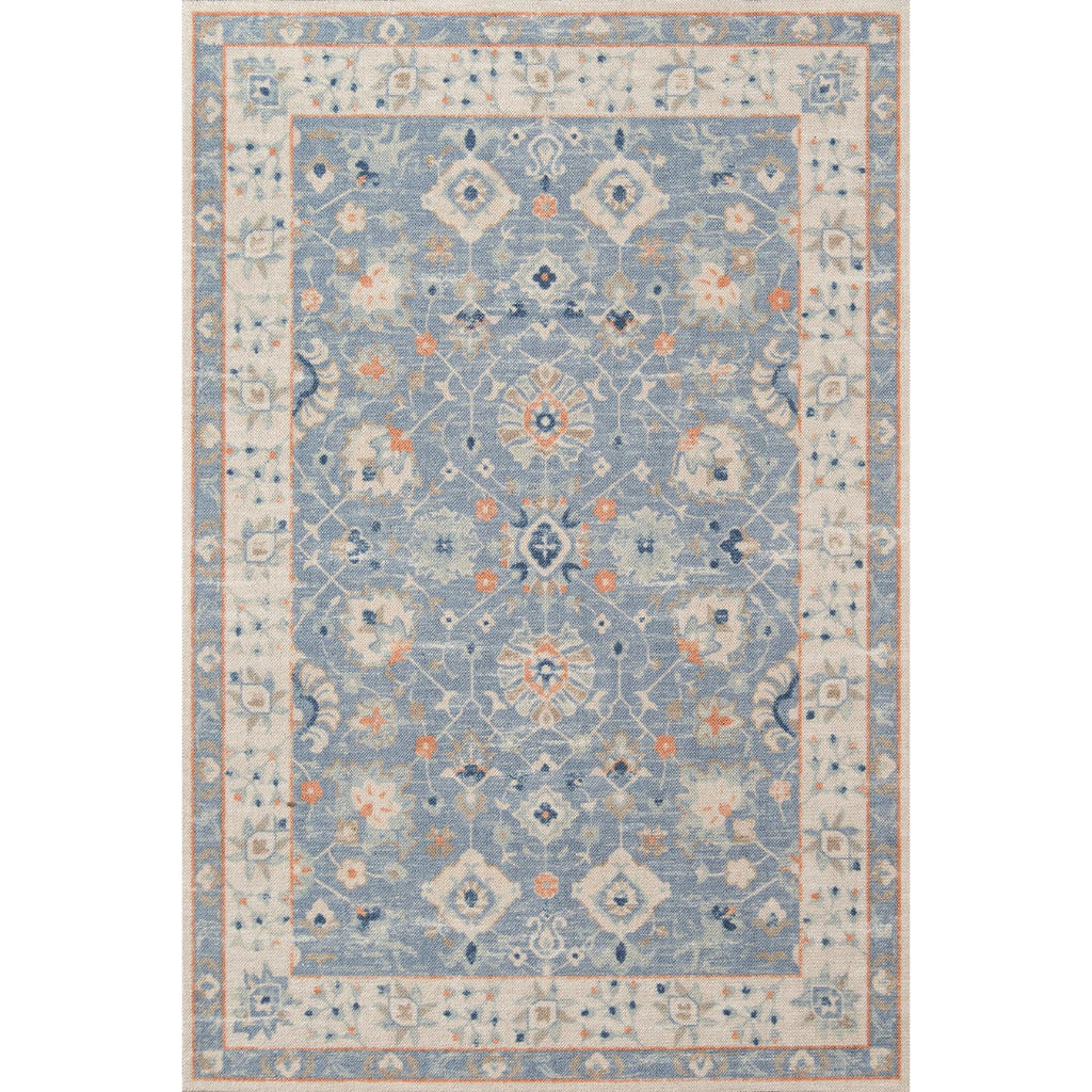 Momeni Anatolia ANA-8 Blue Indoor Rectangle Area Rug - Cozy Machine Made Rug with Traditional Floral Design Made of High Quality Wool & Nylon-