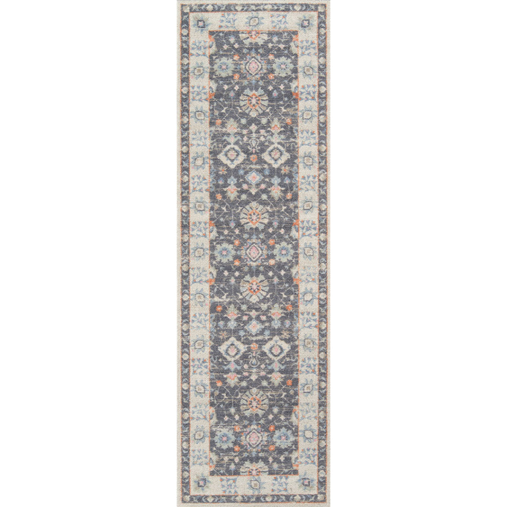 Momeni Anatolia ANA-8 Charcoal Indoor Rectangle Runner - Elegant Machine Made Rug with Traditional Floral Design Made of High Quality Wool &amp; Nylon