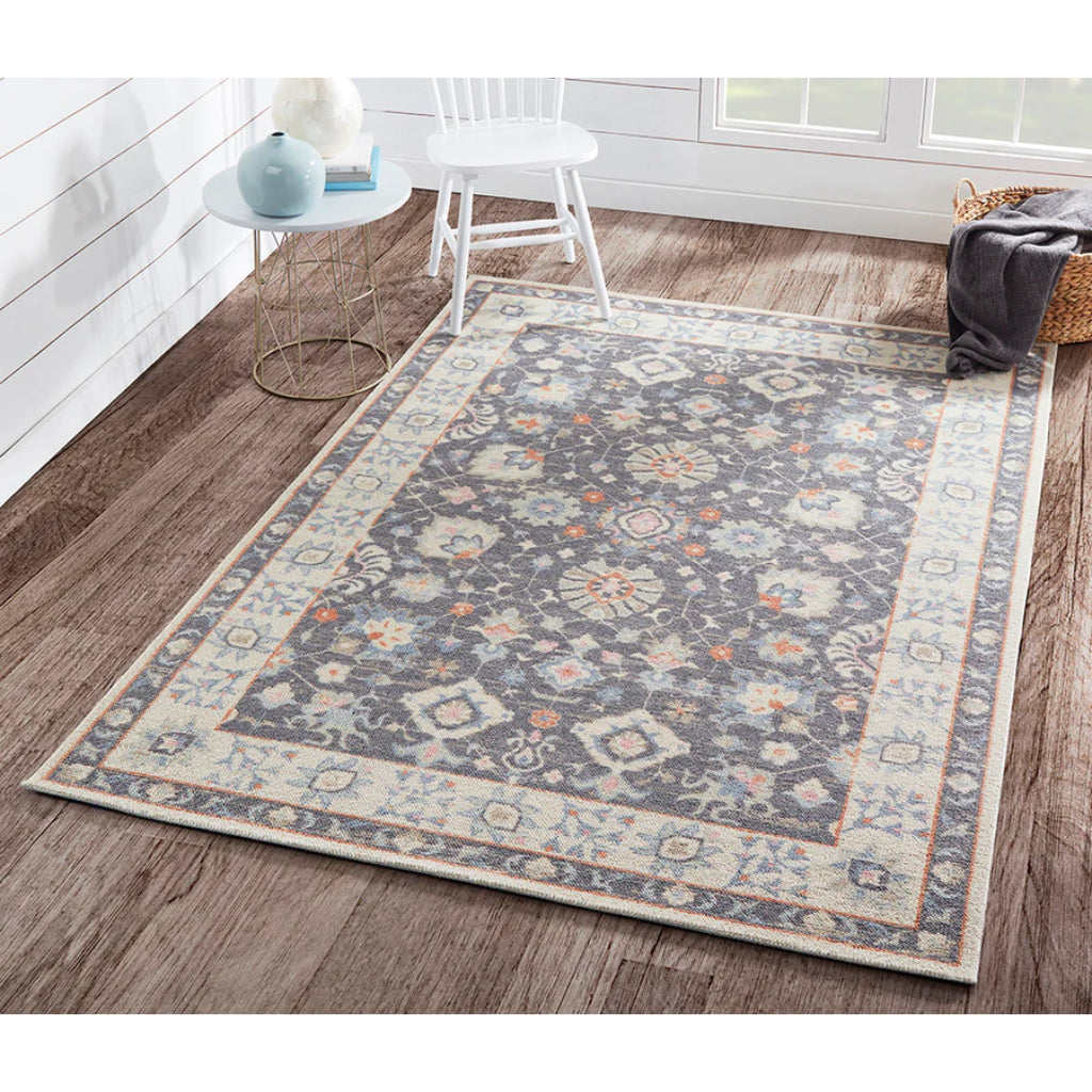 Momeni Anatolia ANA-8 Charcoal Indoor Rectangle Area Rug - Elegant Machine Made Rug with Traditional Floral Design Made of High Quality Wool & Nylon-