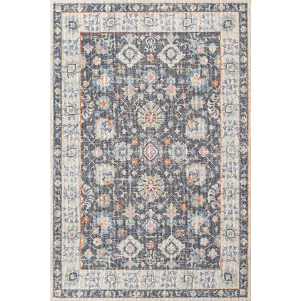 Momeni Anatolia ANA-8 Charcoal Indoor Rectangle Area Rug - Elegant Machine Made Rug with Traditional Floral Design Made of High Quality Wool & Nylon-