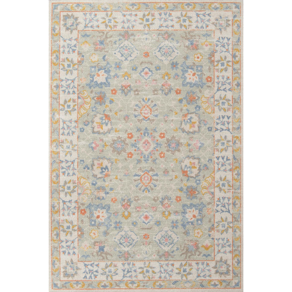 Momeni Anatolia ANA-8 Light Blue Indoor Rectangle Area Rug - Stylish Machine Made Rug with Traditional Floral Design Made of High Quality Wool &amp; Nylon