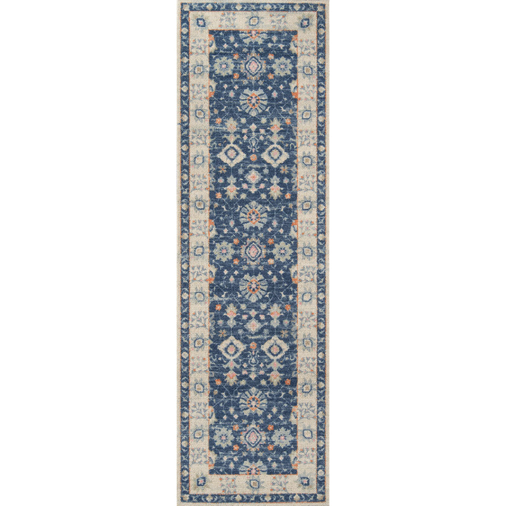 Momeni Anatolia ANA-8 Navy Indoor Rectangle Runner - Trendy Machine Made Rug with Traditional Floral Design Made of High Quality Wool & Nylon-