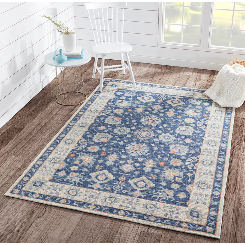 Momeni Anatolia ANA-8 Navy Indoor Rectangle Area Rug - Trendy Machine Made Rug with Traditional Floral Design Made of High Quality Wool &amp; Nylon