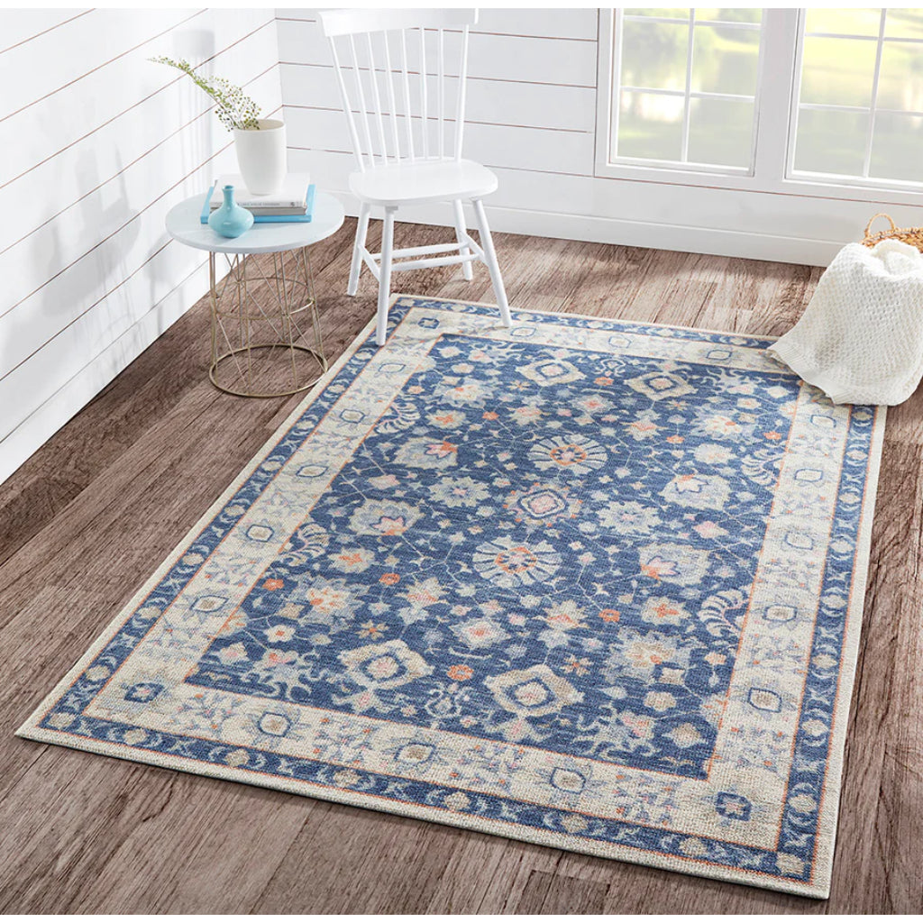 Momeni Anatolia ANA-8 Navy Indoor Rectangle Area Rug - Trendy Machine Made Rug with Traditional Floral Design Made of High Quality Wool & Nylon-