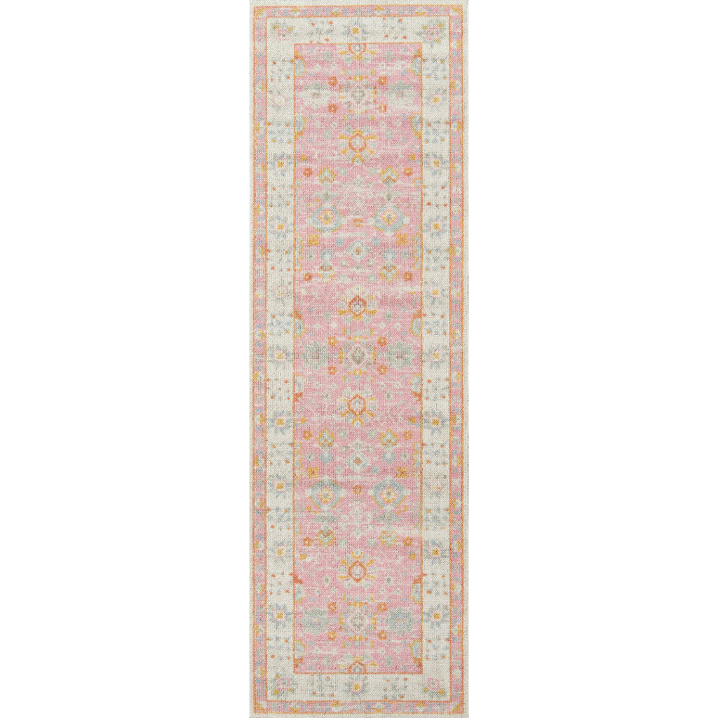 Momeni Anatolia ANA-8 Pink Indoor Rectangle Runner - Vibrant Machine Made Rug with Traditional Floral Design Made of High Quality Wool &amp; Nylon