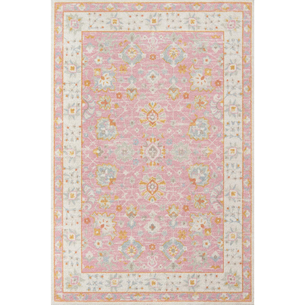 Momeni Anatolia ANA-8 Pink Indoor Rectangle Area Rug - Vibrant Machine Made Rug with Traditional Floral Design Made of High Quality Wool &amp; Nylon