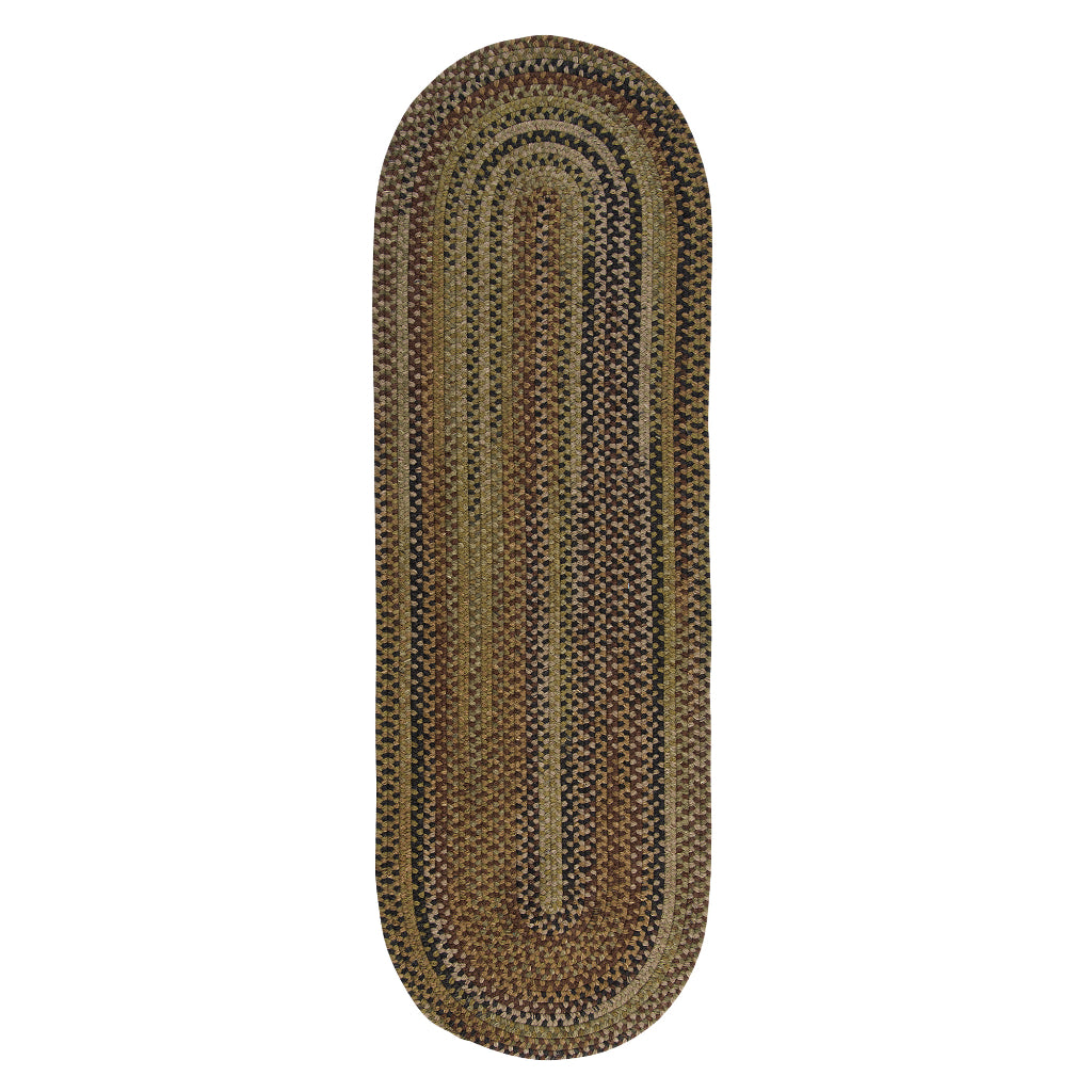 Colonial Mills Braided Wool Harbor Green Oval Handmade Indoor Runner - Trendy Reversible Runner Made of Wool