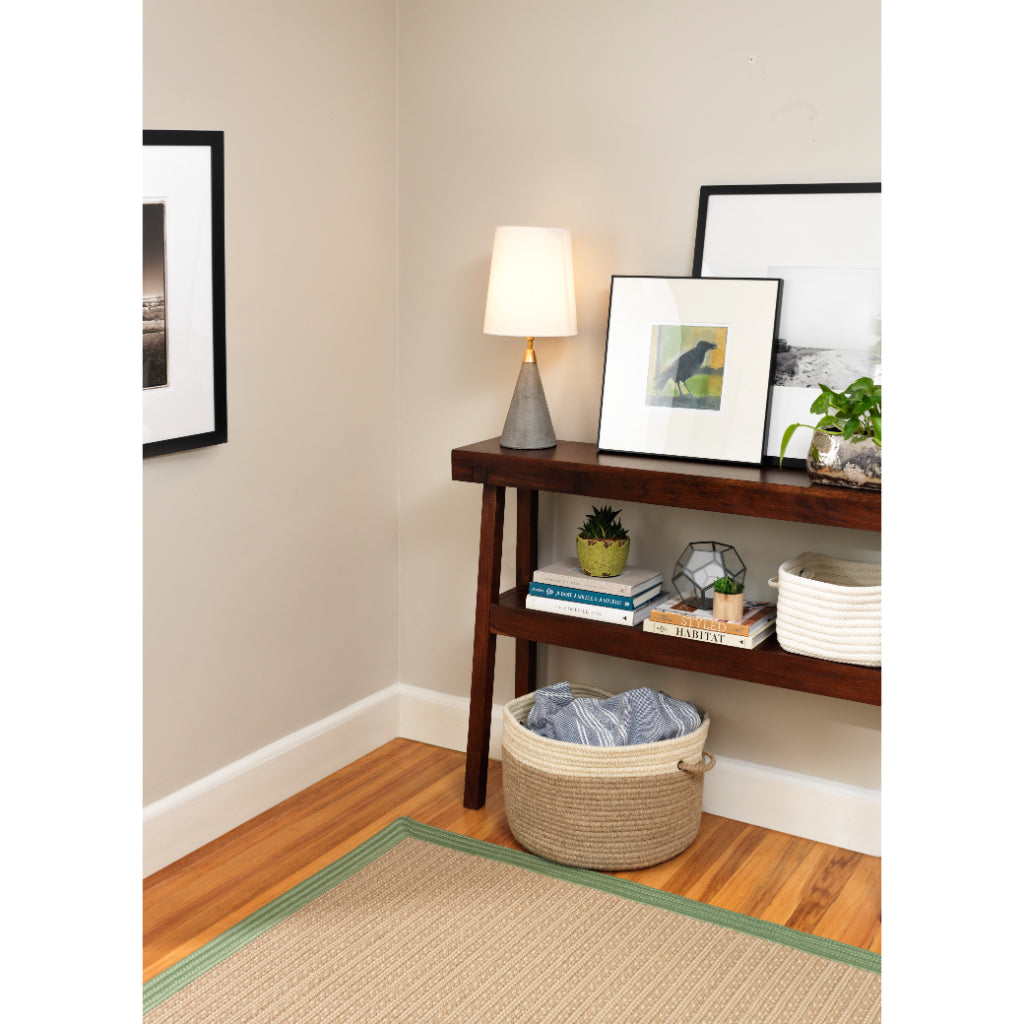 Colonial Mills Bayswater Beige Indoor / Outdoor Handmade Area Rug - Durable All-Weather Rectangle Rug with Blue Border