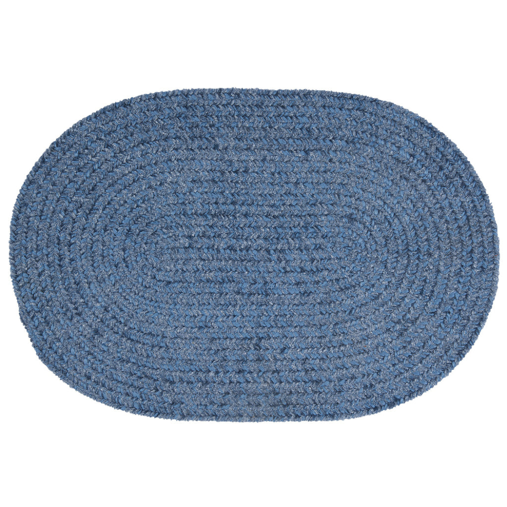 Colonial Mills Blue Handmade &amp; Reversible Barefoot Chenille Bathroom Rug - Soft &amp; Comfortable Low Pile Indoor Rug