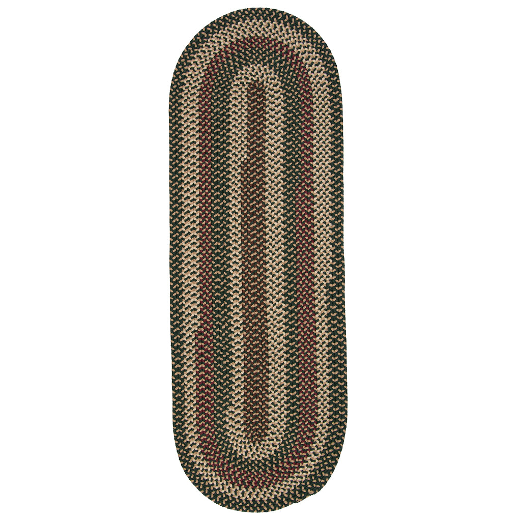 Colonial Mills Brook Farm Winter Green Handmade Oval Indoor / Outdoor Runner - Durable Stain &amp; Fade Resistant Low Pile Runner