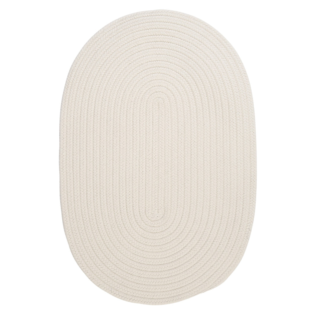 Colonial Mills Boca Raton White Handmade Oval Area Rug - Trendy Stain and Fade Resistant Braided Indoor / Outdoor Rug