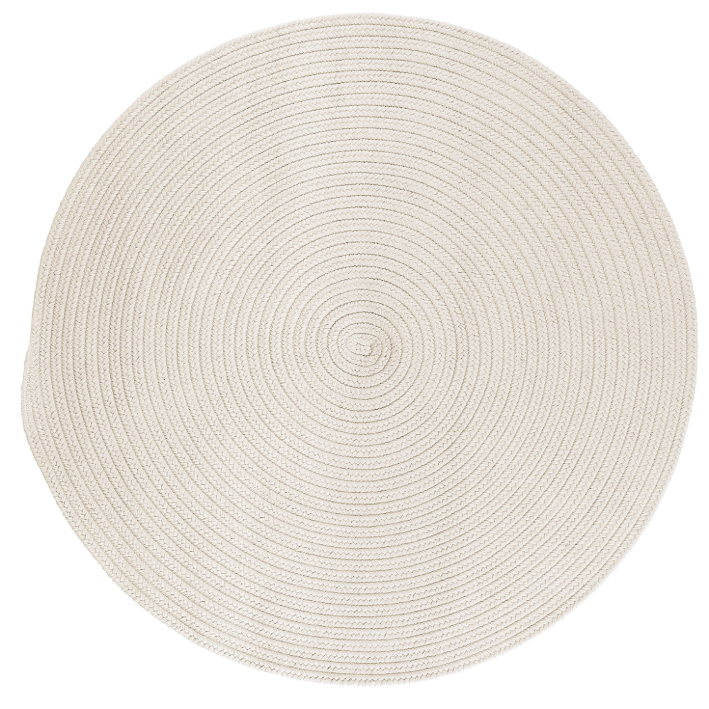 Colonial Mills Boca Raton White Handmade Round Area Rug - Trendy Stain and Fade Resistant Braided Indoor / Outdoor Rug