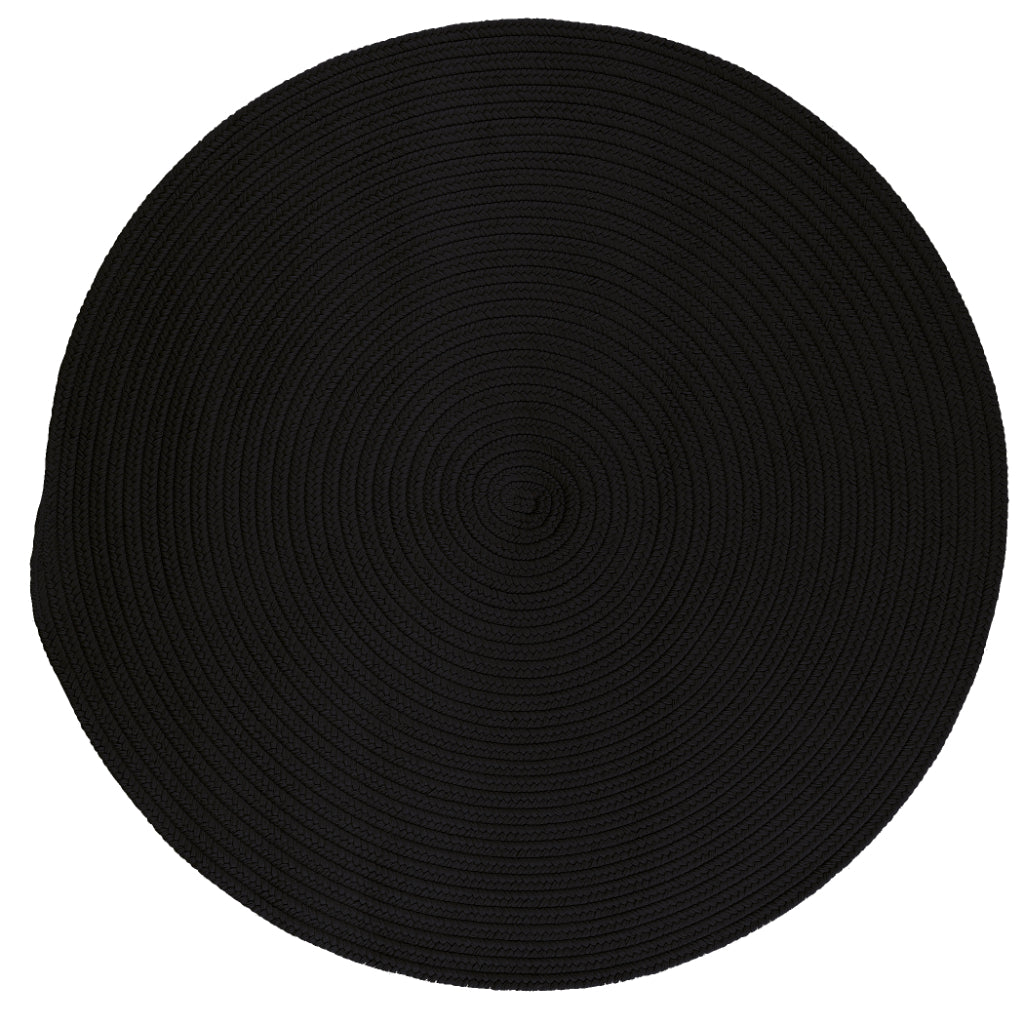 Colonial Mills Boca Raton Black Handmade Round Area Rug - Elegant Stain and Fade Resistant Braided Indoor / Outdoor Rug