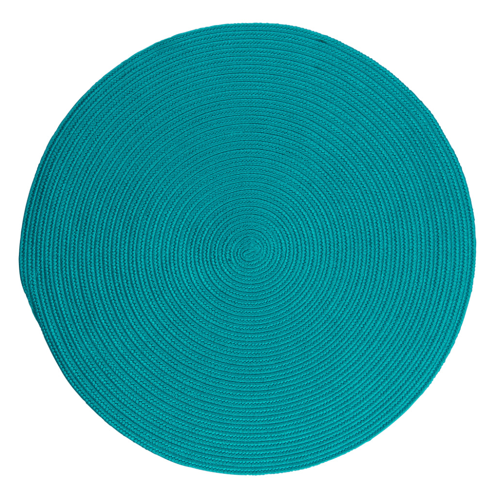 Colonial Mills Boca Raton Turquoise Handmade Round Area Rug - Elegant Stain and Fade Resistant Braided Indoor / Outdoor Rug