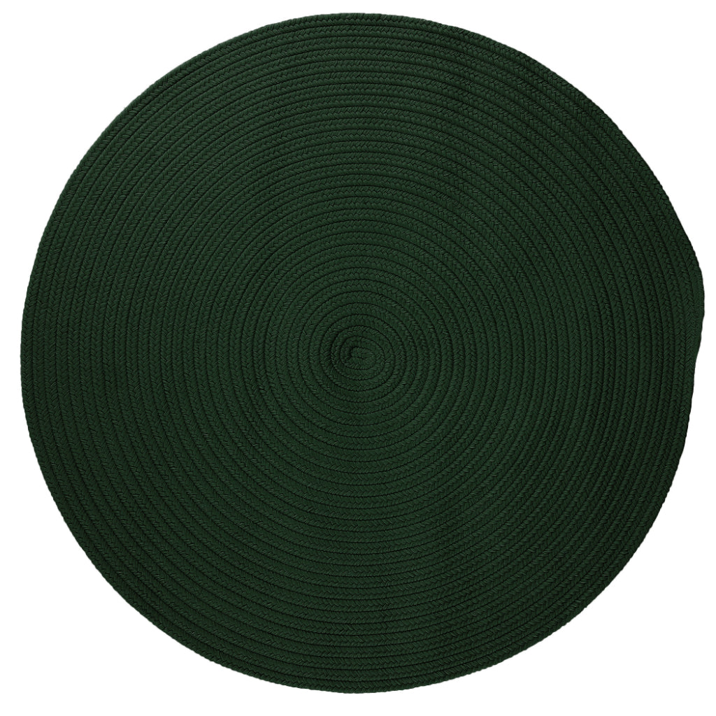 Colonial Mills Boca Raton Dark Green Handmade Round Area Rug - Vibrant Stain and Fade Resistant Braided Indoor / Outdoor Rug