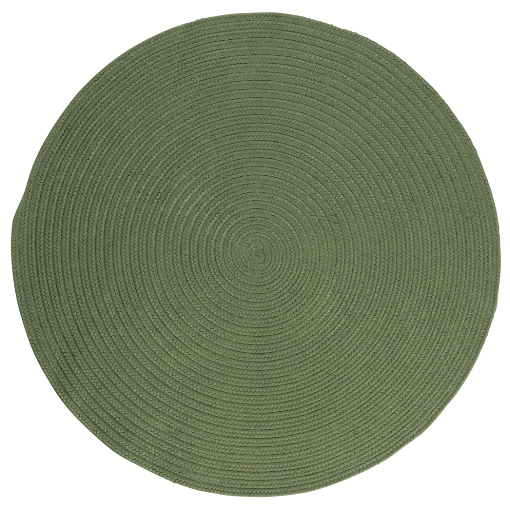 Colonial Mills Boca Raton Moss Green Handmade Round Area Rug - Elegant Stain and Fade Resistant Braided Indoor / Outdoor Rug