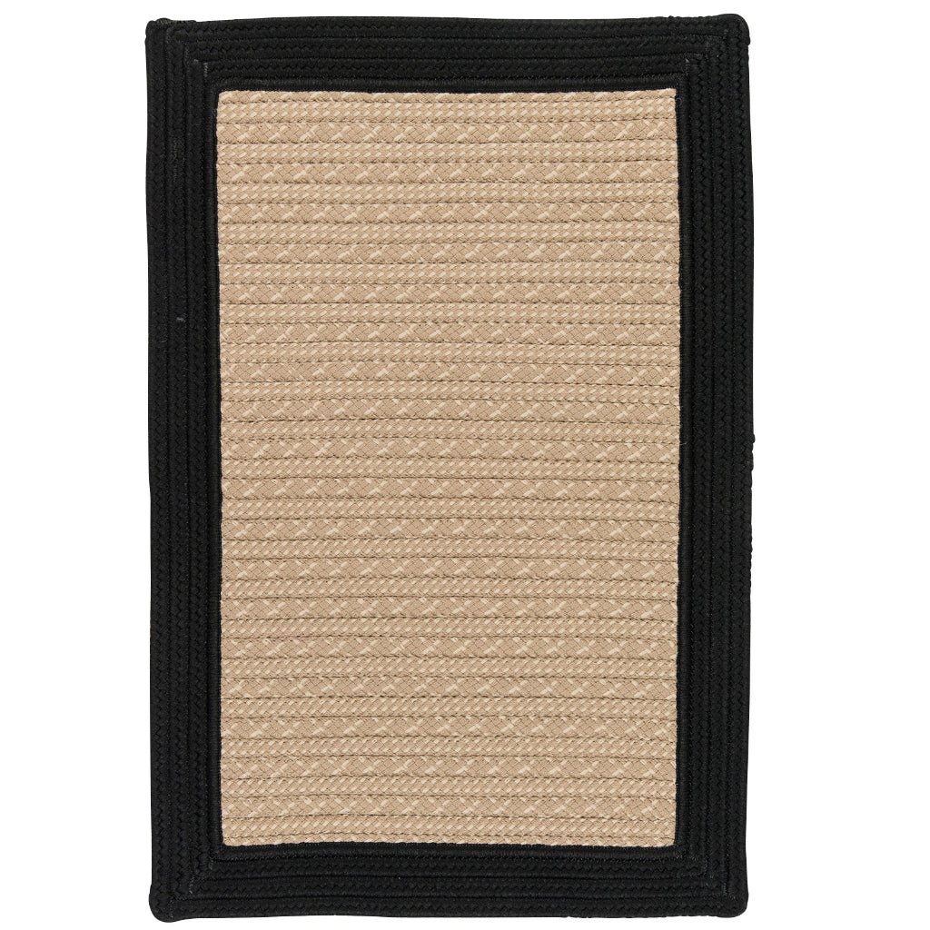 Colonial Mills Bayswater Beige Indoor / Outdoor Handmade Area Rug - Durable All-Weather Rectangle Rug with Black Border