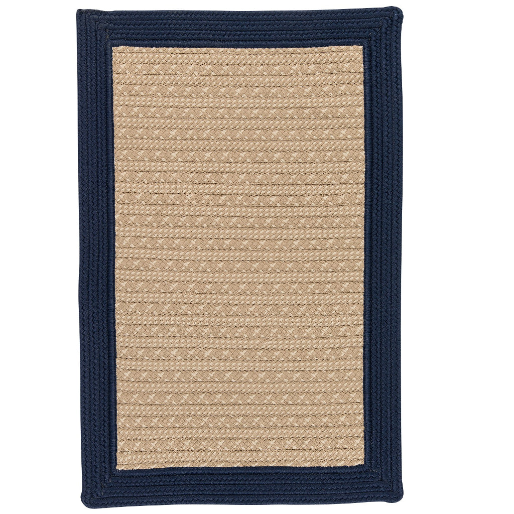 Colonial Mills Bayswater Beige Indoor / Outdoor Handmade Area Rug - Durable All-Weather Rectangle Rug with Blue Border