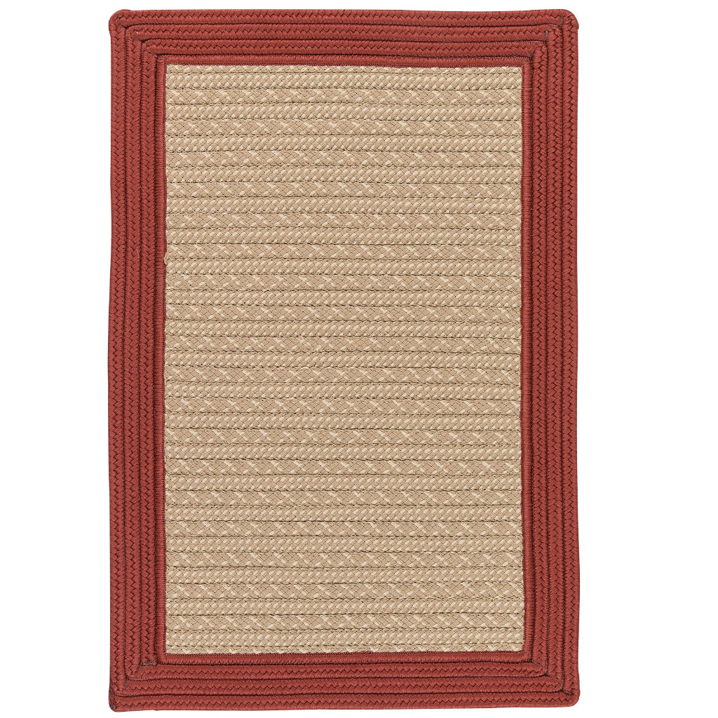 Colonial Mills Bayswater Beige Indoor / Outdoor Handmade Area Rug - Durable All-Weather Rectangle Rug with Orange Border