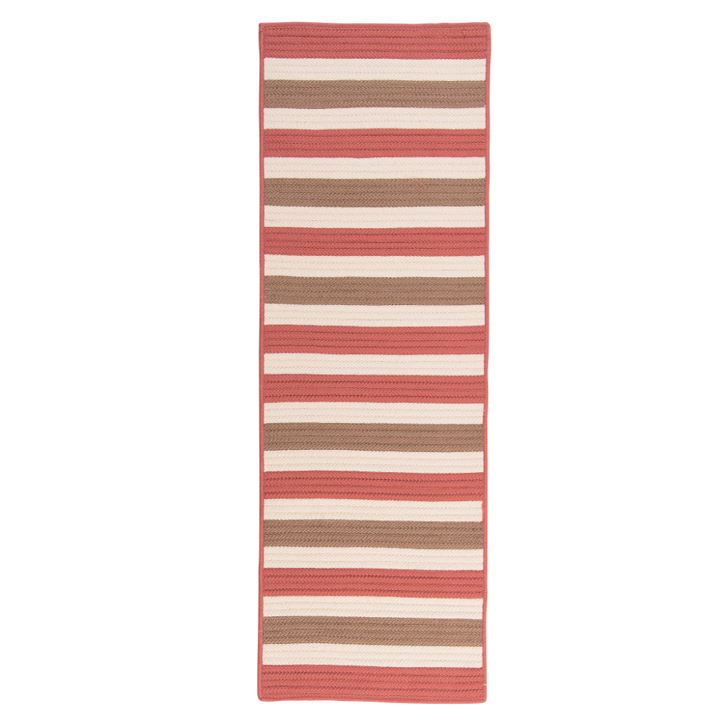 Colonial Mills Bayamo Multicolor Handmade Reversible Runner - Durable Stain &amp; Fade Resistant Low Pile Indoor / Outdoor Runner with Red &amp; Brown Stripes