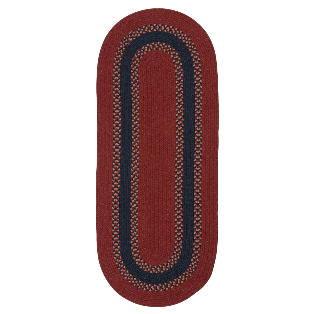 Colonial Mills Corsair Banded Oval Multicolor Indoor Reversible Runner - Vibrant Braided Rug with Red Accent