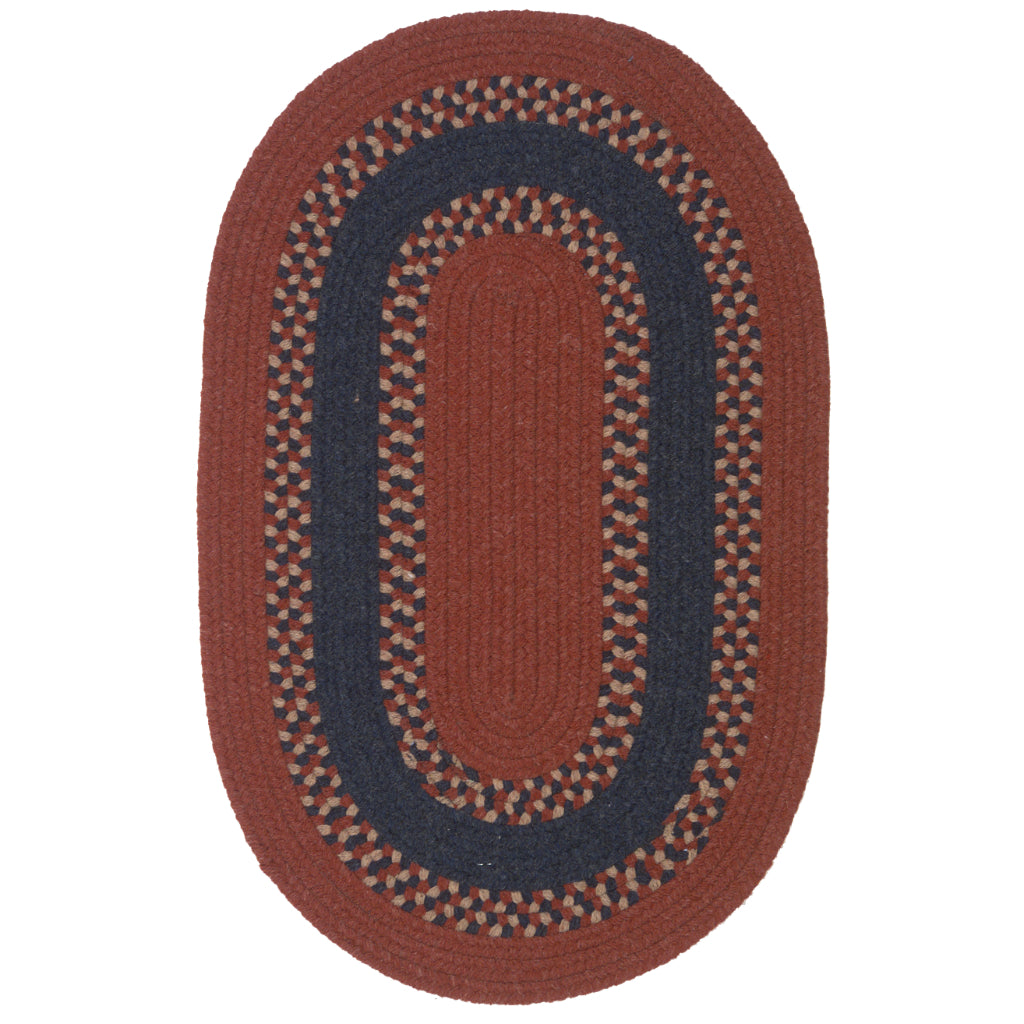 Colonial Mills Corsair Banded Oval Multicolor Indoor Reversible Area Rug - Vibrant Braided Rug with Red Accent