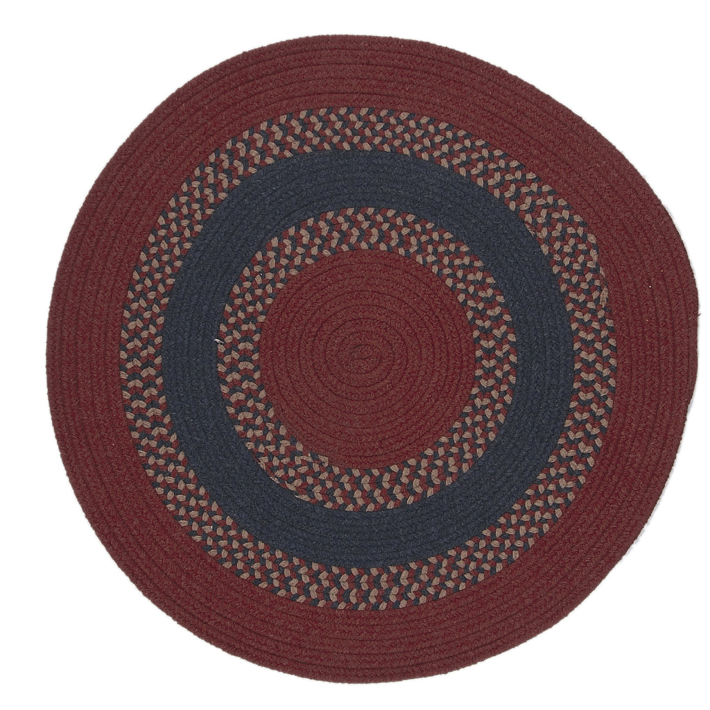 Colonial Mills Corsair Banded Round Multicolor Indoor Reversible Area Rug - Vibrant Braided Rug with Red Accent