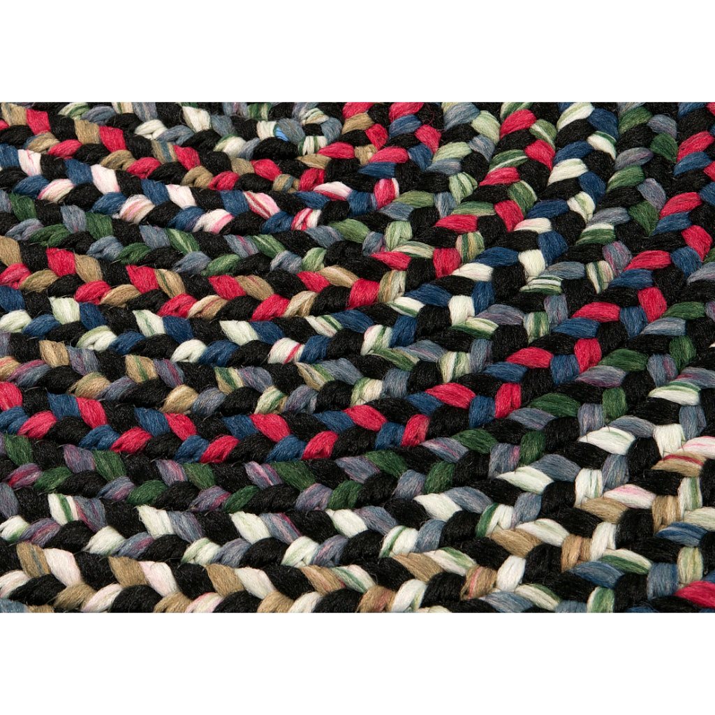 Colonial Mills Chestnut Knoll Black Satin Indoor Oval Runner - Elegant Handmade Reversible Runner with Multicolor Braided Design