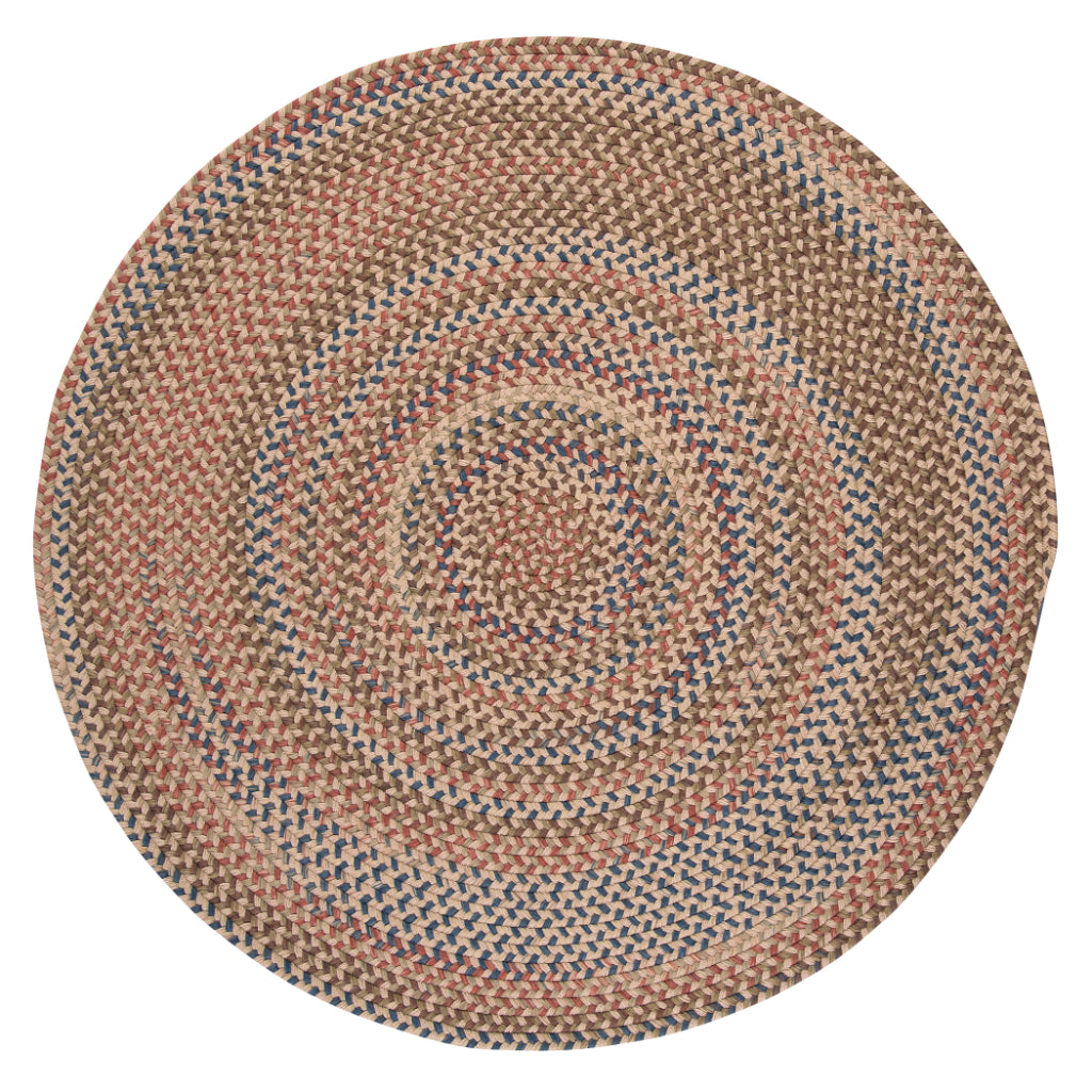 Colonial Mills Cedar Cove Multicolor Indoor Handmade Round Area Rug - Cozy Reversible Rug with Blue &amp; Brown Accent