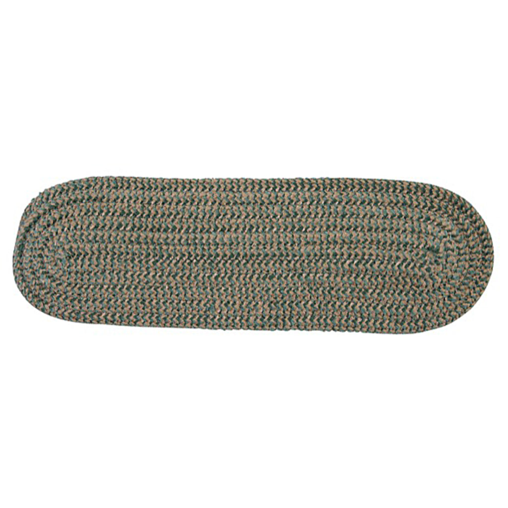 Colonial Mills Softex Check Two-Color Oval Indoor Stair Tread - Trendy Reversible Handmade Rug with Dark Green &amp; Brown Accent