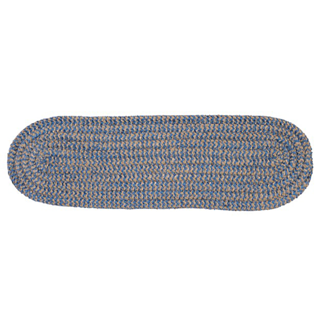 Colonial Mills Softex Check Two-Color Oval Indoor Stair Tread - Stylish Reversible Handmade Rug with Blue &amp; Brown Accent