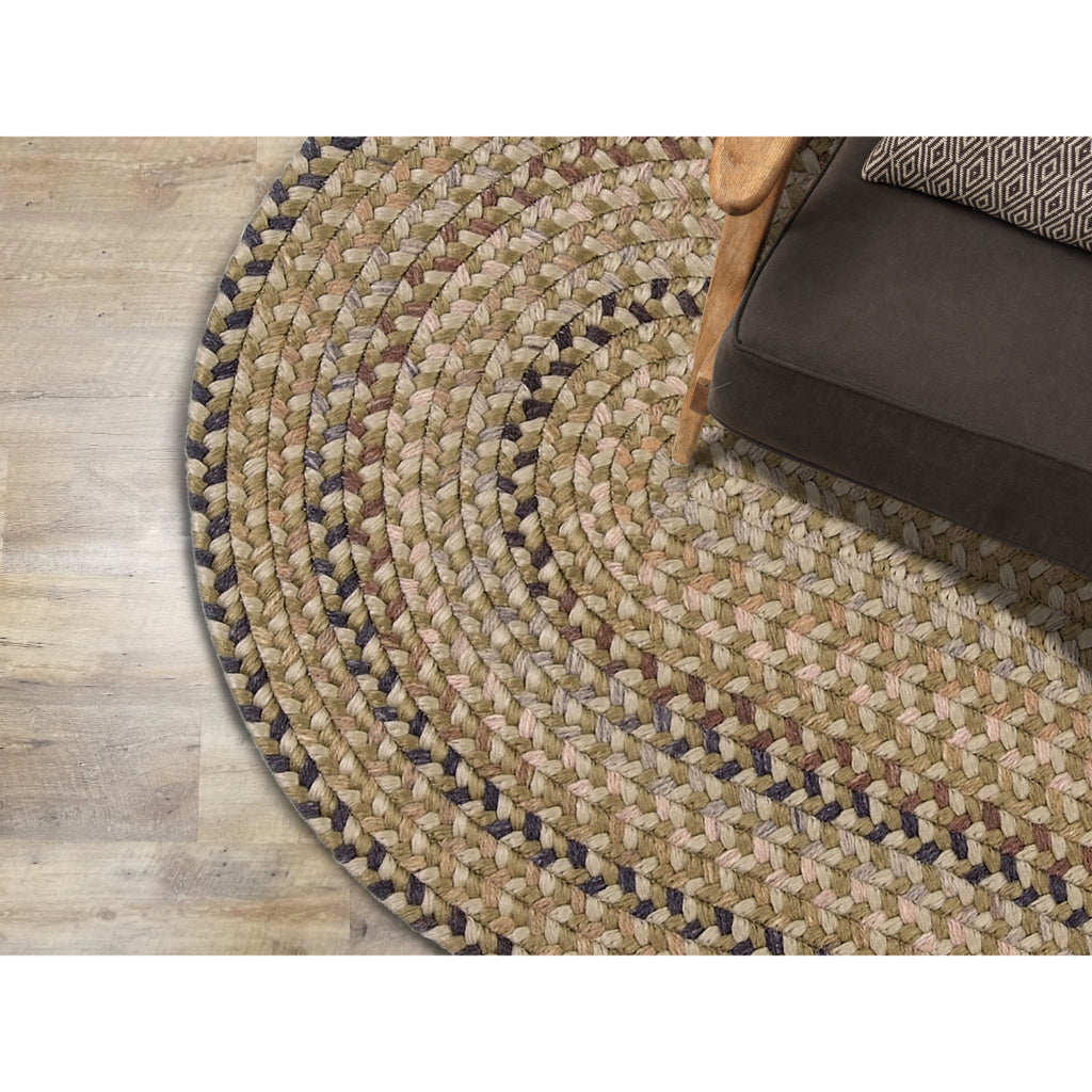 Colonial Mills Charlesgate Multicolor Handmade Oval Indoor Area Rug - Vibrant Braided Rug with Green and Brown Accent
