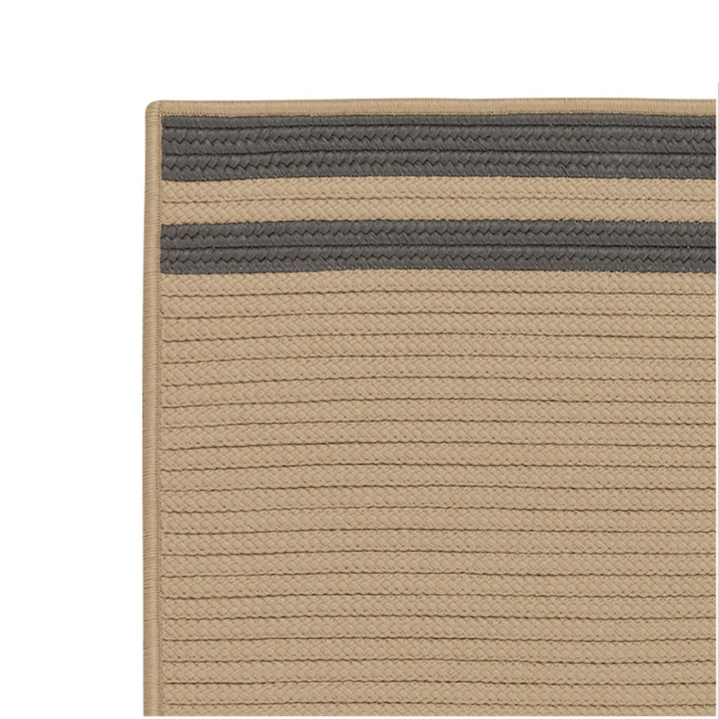 Colonial Mills Denali End Stripe Beige Indoor / Outdoor Rectangle Area Rug - Stain &amp; Fade Resistant Reversible Rug with Gray Stripes