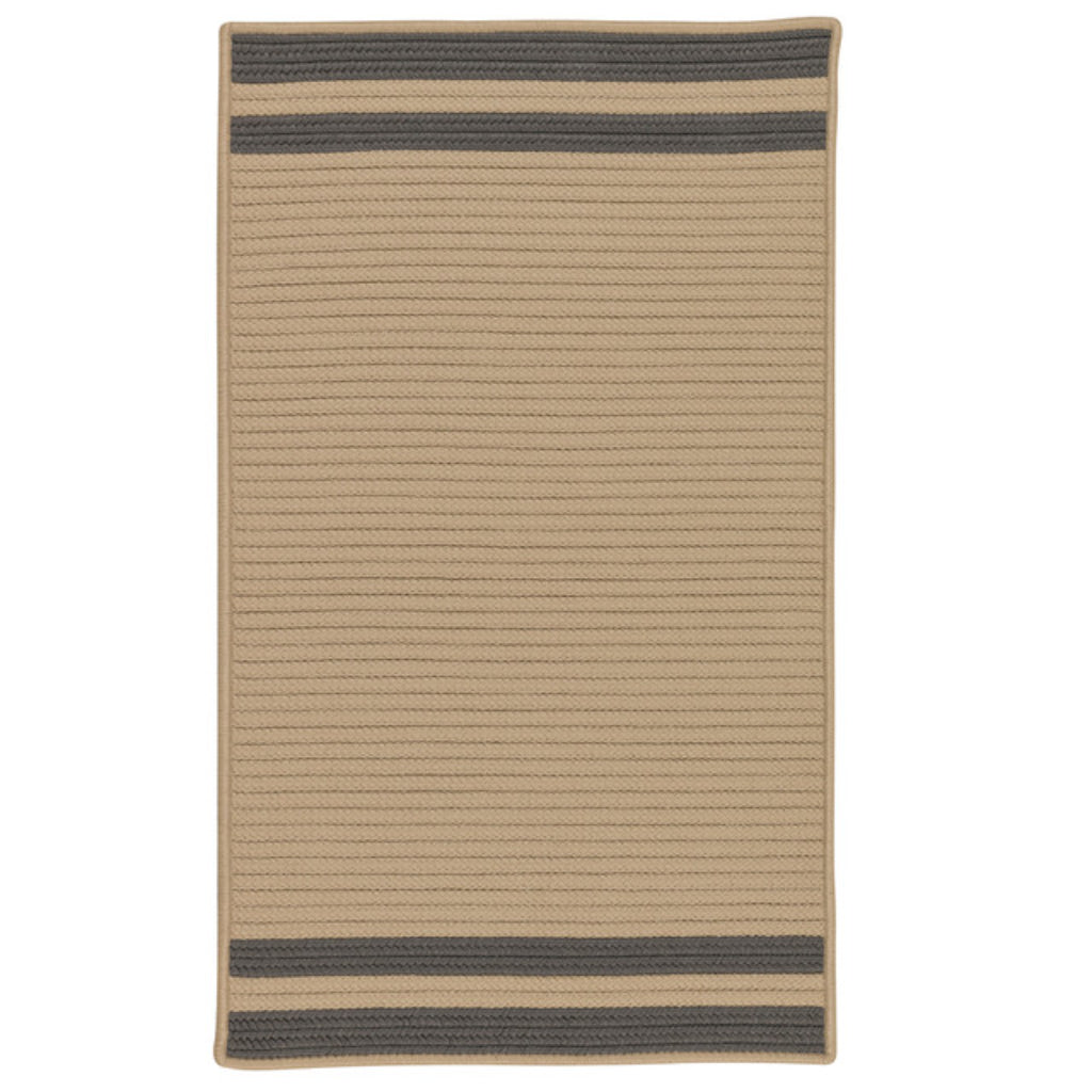 Colonial Mills Denali End Stripe Beige Indoor / Outdoor Rectangle Area Rug - Stain &amp; Fade Resistant Reversible Rug with Gray Stripes