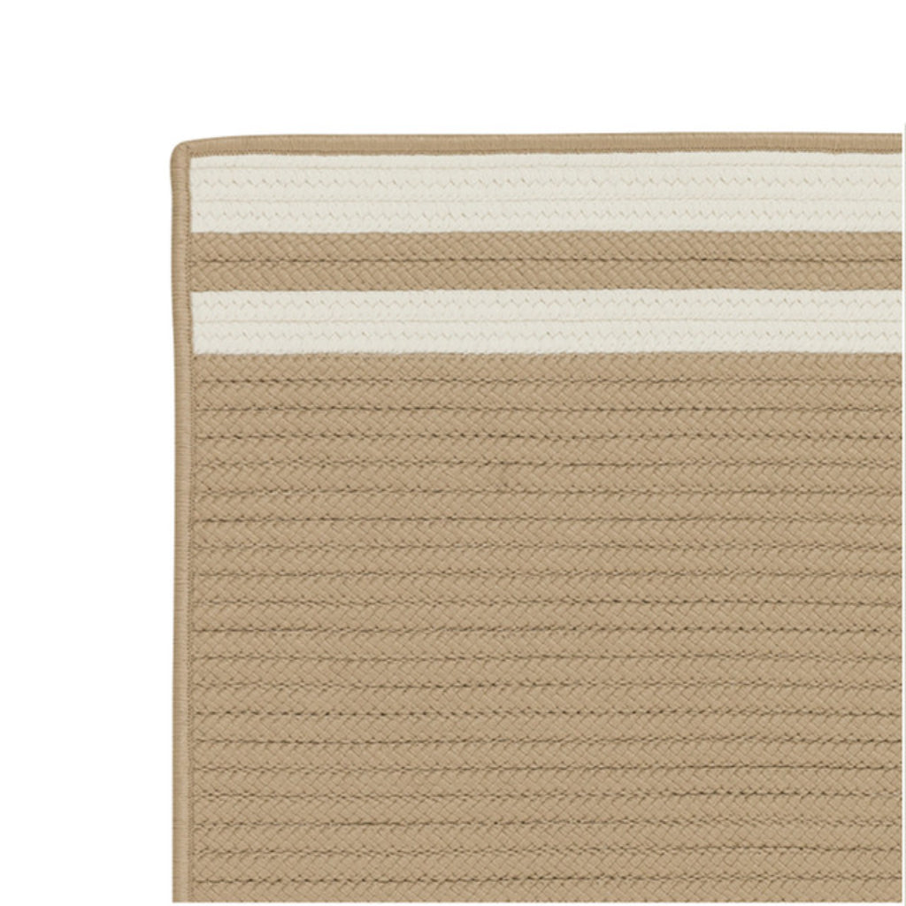 Colonial Mills Denali End Stripe Beige Indoor / Outdoor Rectangle Area Rug - Stain &amp; Fade Resistant Reversible Rug with Cream Stripes