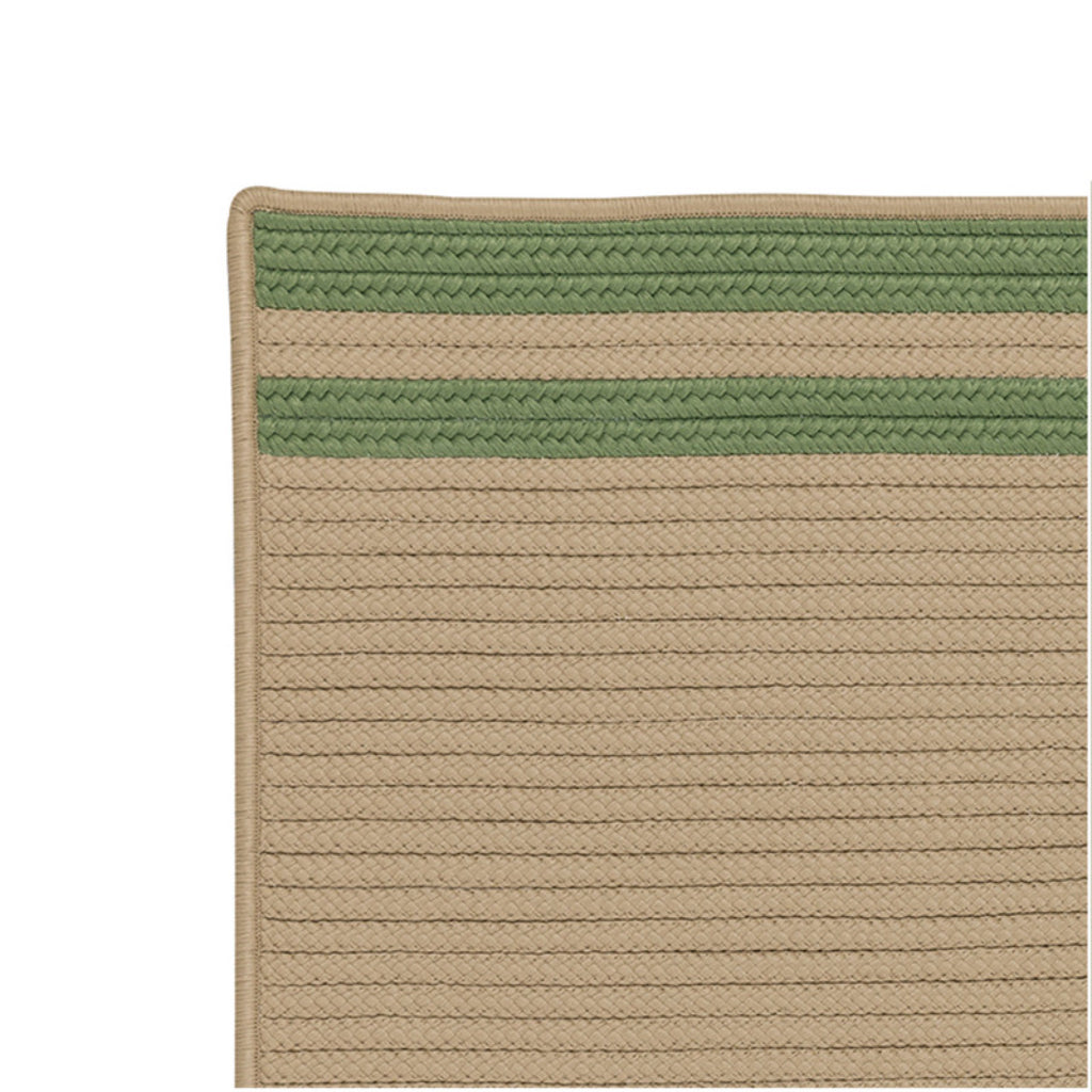 Colonial Mills Denali End Stripe Beige Indoor / Outdoor Rectangle Area Rug - Stain &amp; Fade Resistant Reversible Rug with Green Stripes