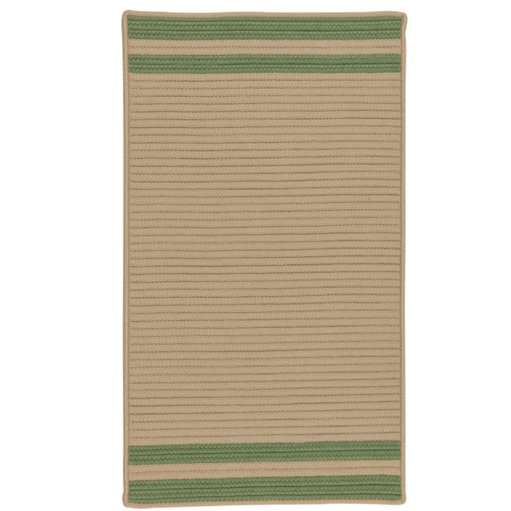 Colonial Mills Denali End Stripe Beige Indoor / Outdoor Rectangle Area Rug - Stain &amp; Fade Resistant Reversible Rug with Green Stripes