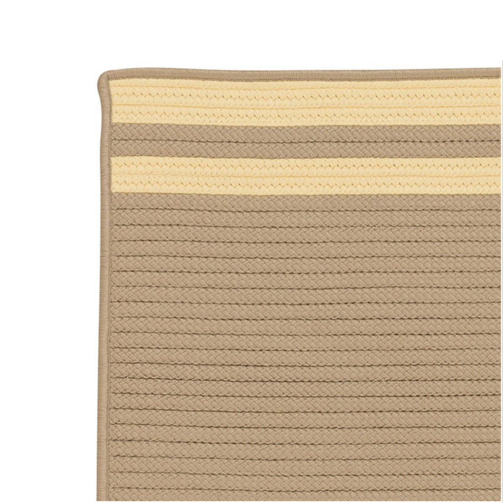 Colonial Mills Denali End Stripe Beige Indoor / Outdoor Rectangle Area Rug - Stain &amp; Fade Resistant Reversible Rug with Yellow Stripes