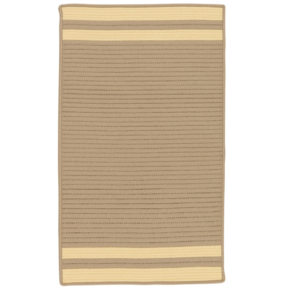 Colonial Mills Denali End Stripe Beige Indoor / Outdoor Rectangle Area Rug - Stain &amp; Fade Resistant Reversible Rug with Yellow Stripes