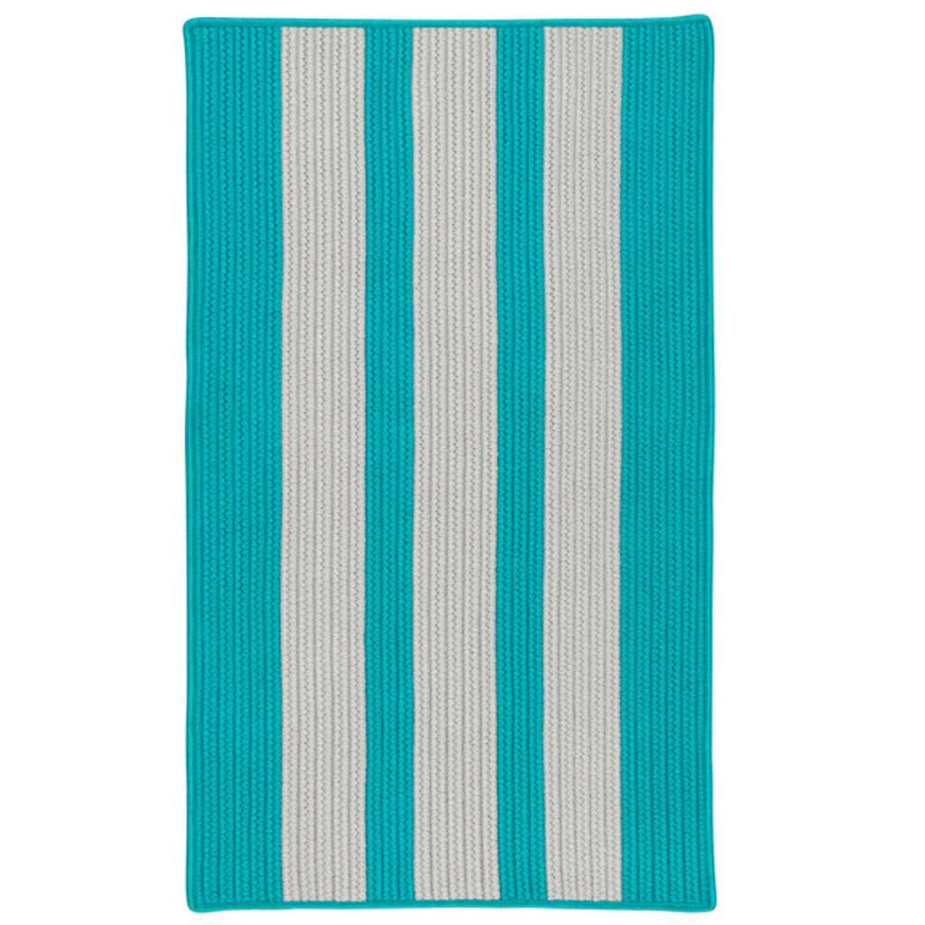 Colonial Mills Everglades Vertical Stripe Turquoise Rectangle Area Rug - Stain &amp; Fade Resistant Indoor / Outdoor Rug