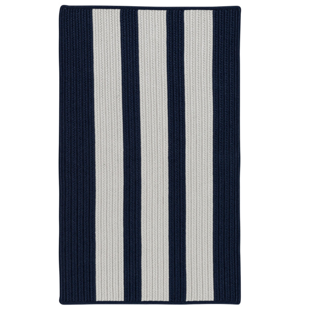 Colonial Mills Everglades Vertical Stripe Navy Pier Rectangle Area Rug - Stain &amp; Fade Resistant Indoor / Outdoor Rug