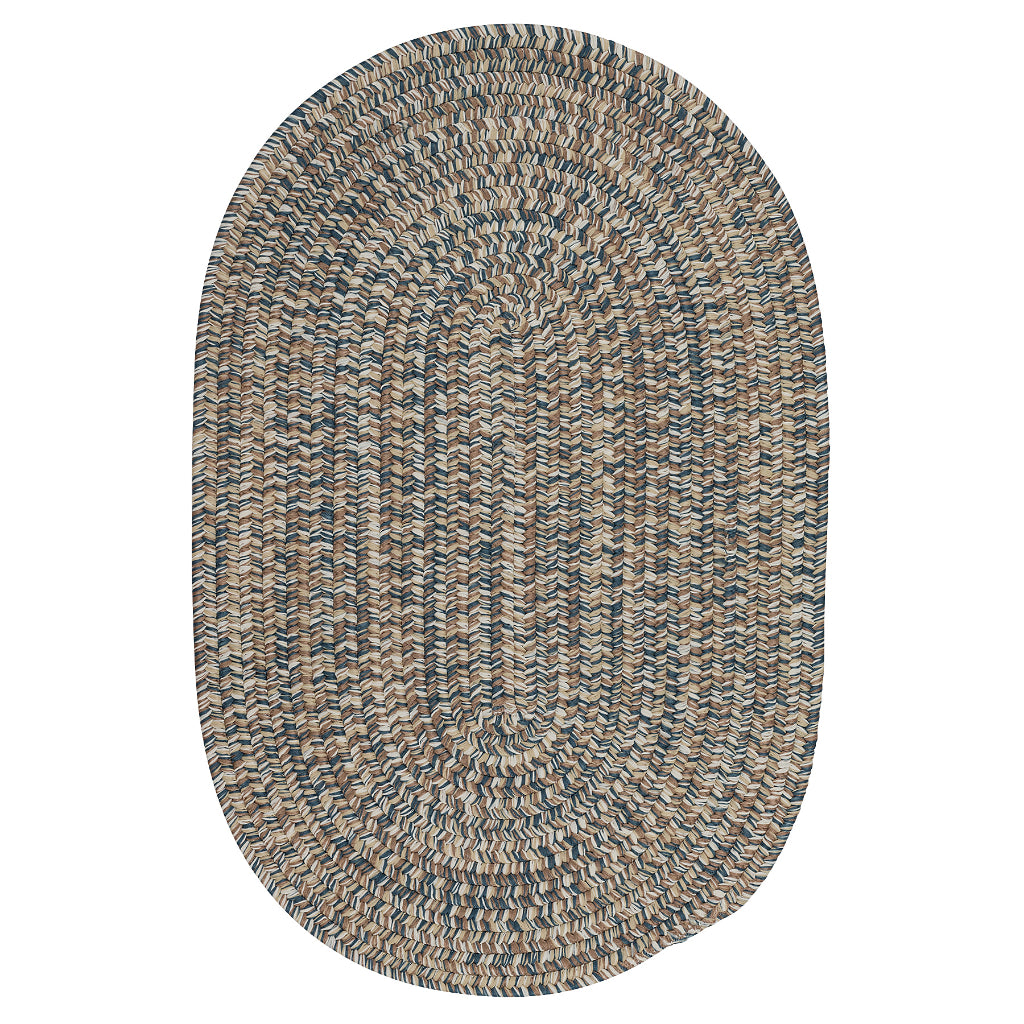 Colonial Mills Carrington Tweed Multicolor Handmade Oval Area Rug - Elegant Stain &amp; Fade Resistant Indoor / Outdoor Low Pile Rug with Blue &amp; Brown Accent