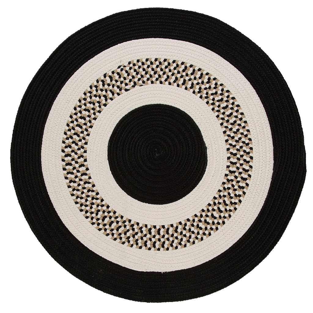 Colonial Mills Flowers Bay Multicolor Round Indoor / Outdoor Area Rug - Stain &amp; Fade Resistant Reversible Rug with Black Border