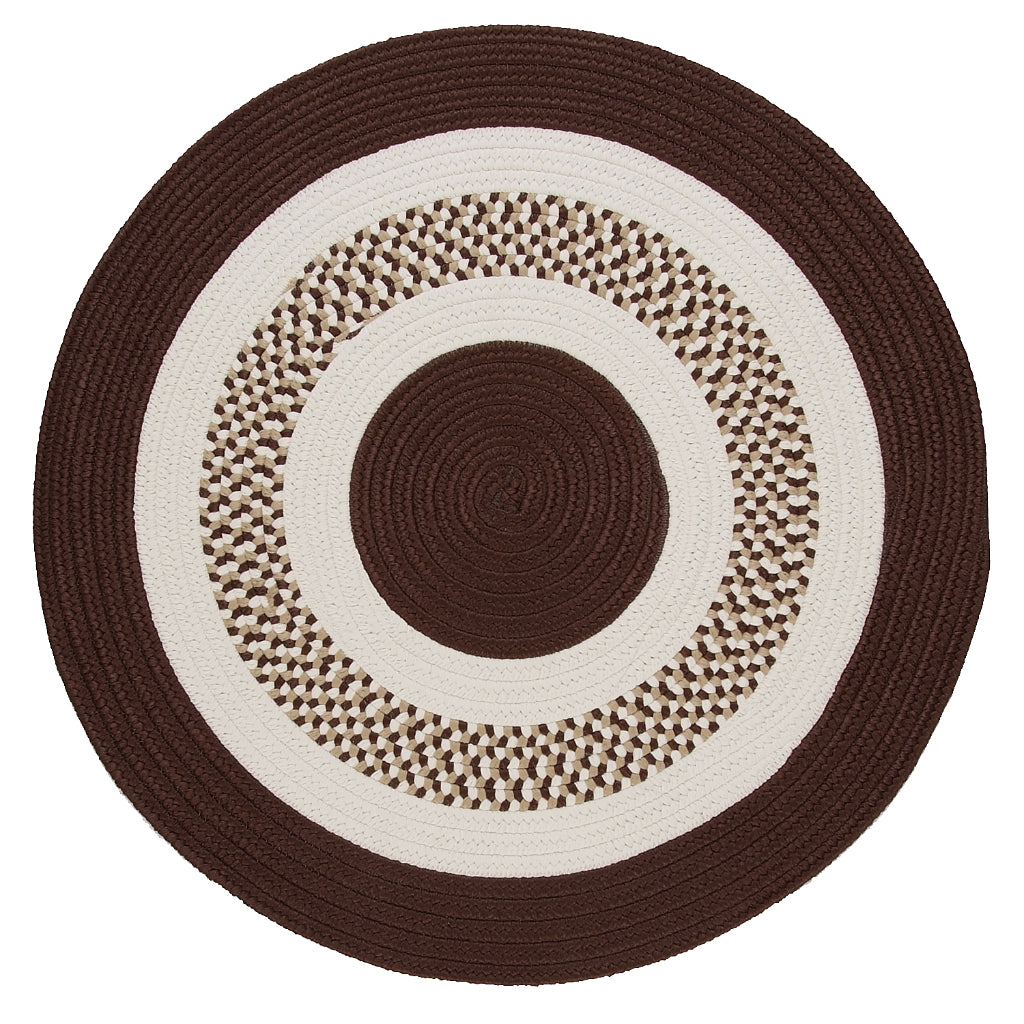 Colonial Mills Flowers Bay Multicolor Round Indoor / Outdoor Area Rug - Stain &amp; Fade Resistant Reversible Rug with Brown Border