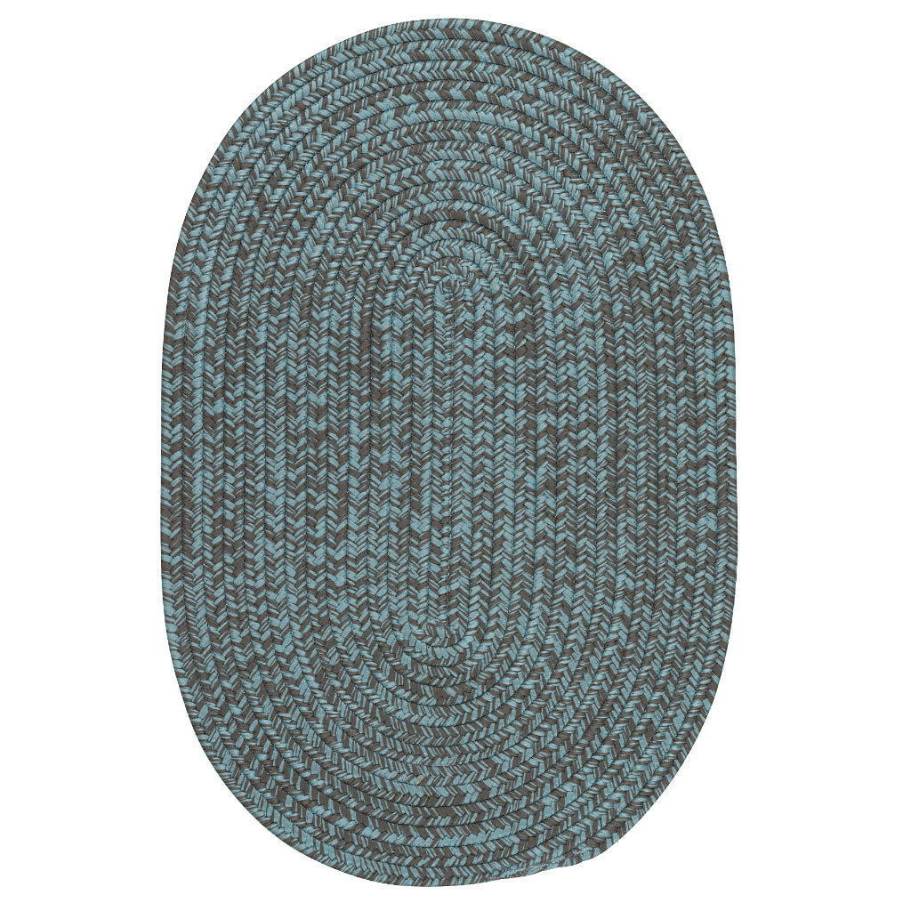 Colonial Mills Laffite Tweed Two-Color Oval Indoor / Outdoor Area Rug - Stain &amp; Fade Resistant Reversible Rug with Blue &amp; Gray Accent